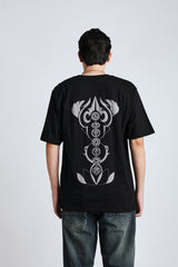 Men Black Alignment over-sized Tee