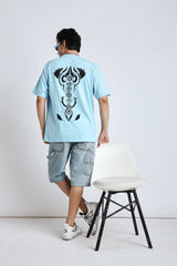 Men Baby blue over-sized tee