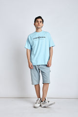 Men Baby blue over-sized tee