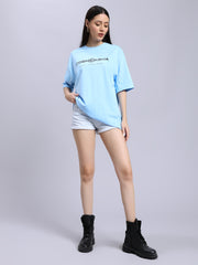 Women Baby blue over-sized tee
