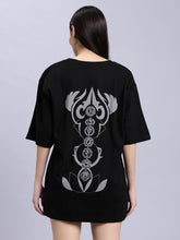 Women Black Alignment over-sized Tee