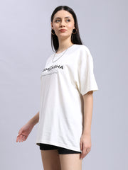 Women's off-white over-sized tee