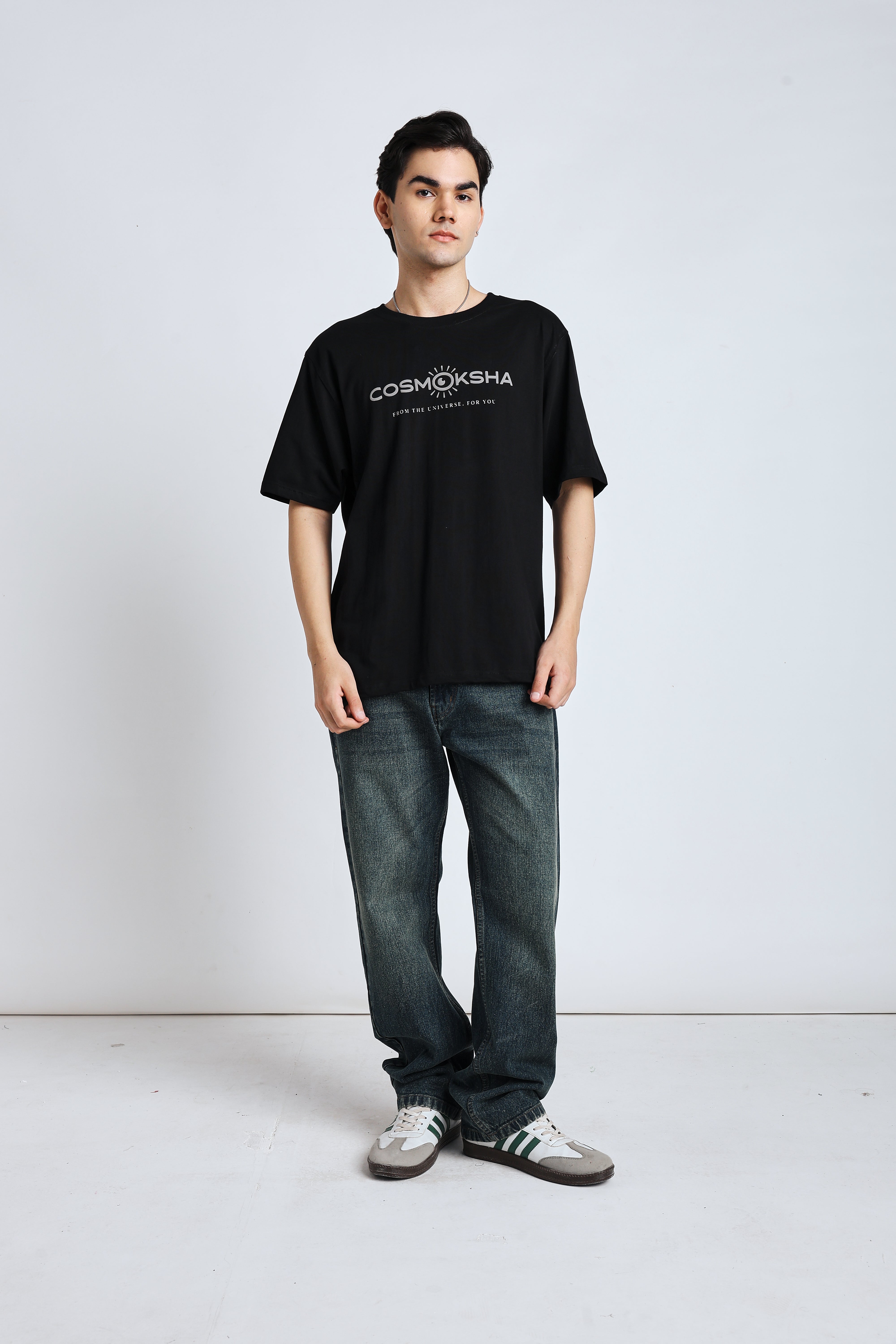 Men Black Alignment over-sized Tee