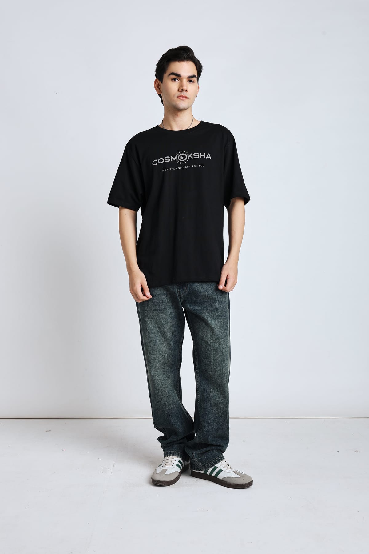 Men Black Alignment over-sized Tee