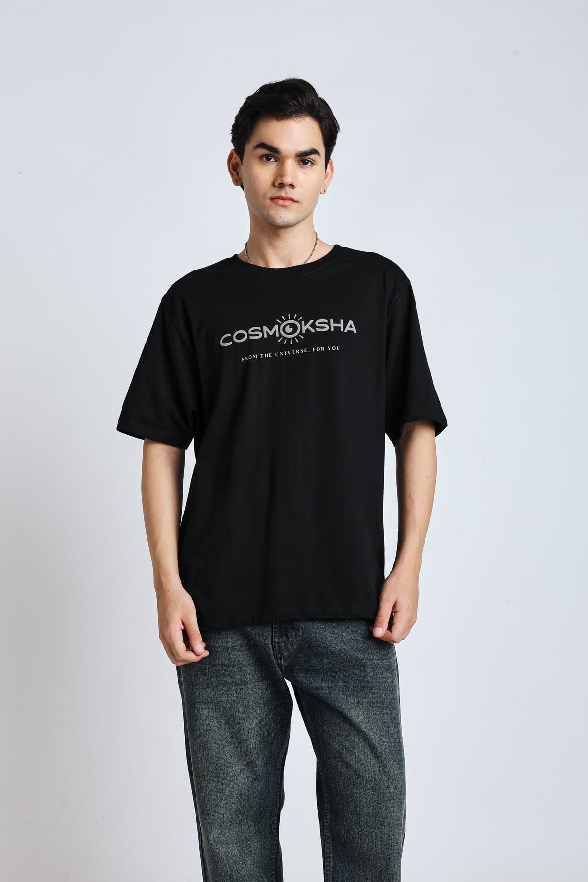 Men Black Alignment over-sized Tee