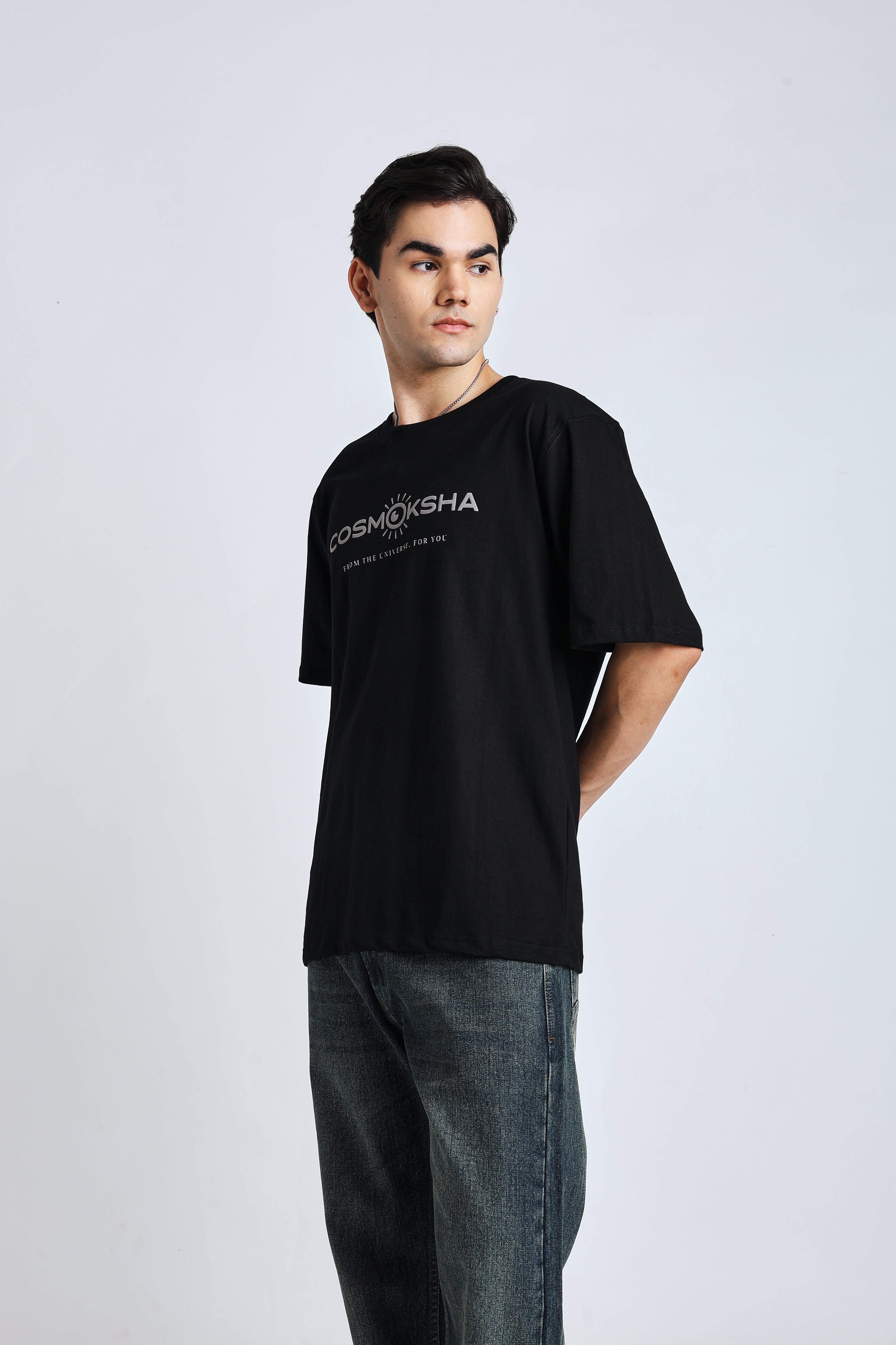 Men Black Alignment over-sized Tee
