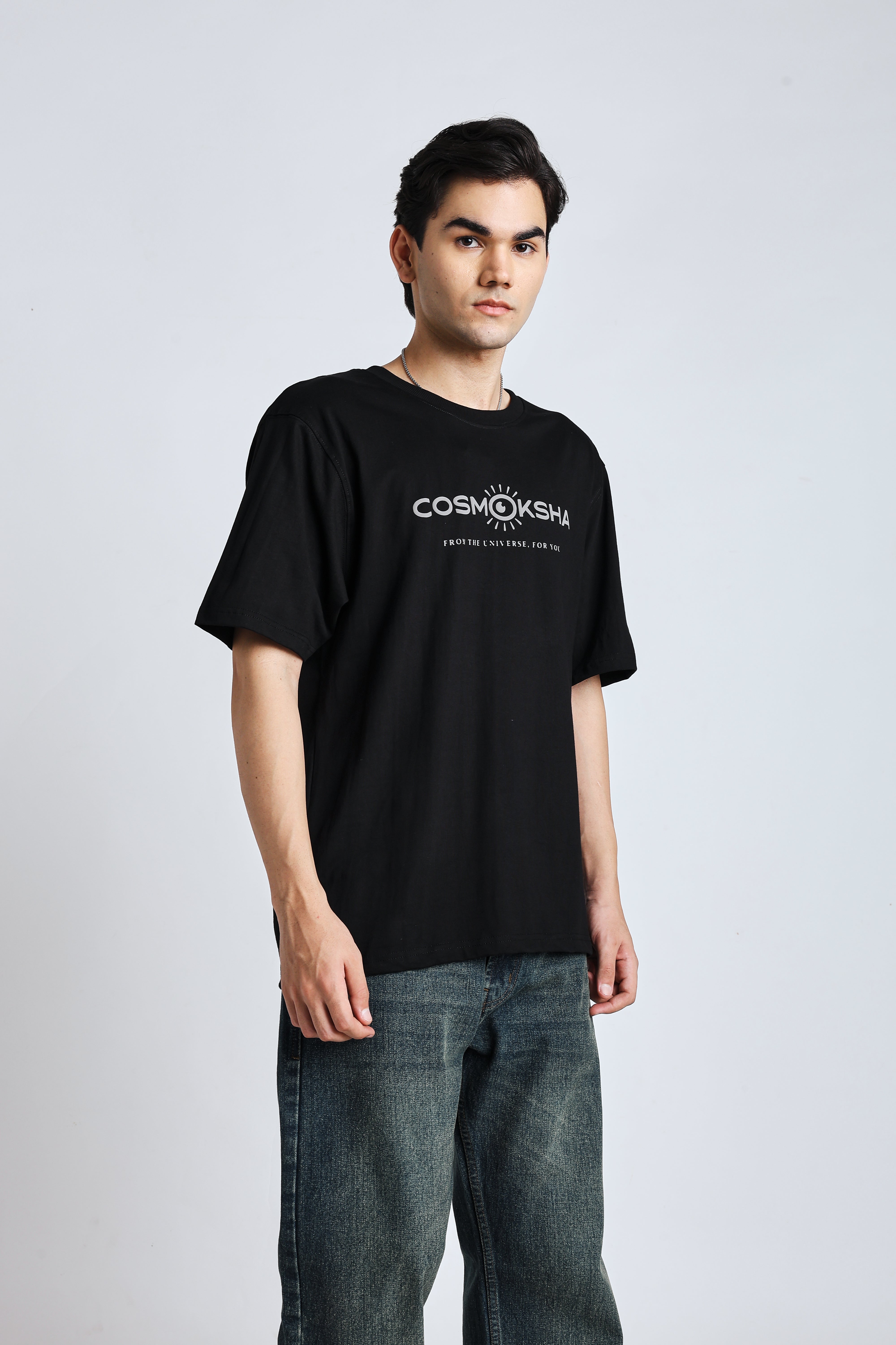Men Black Alignment over-sized Tee