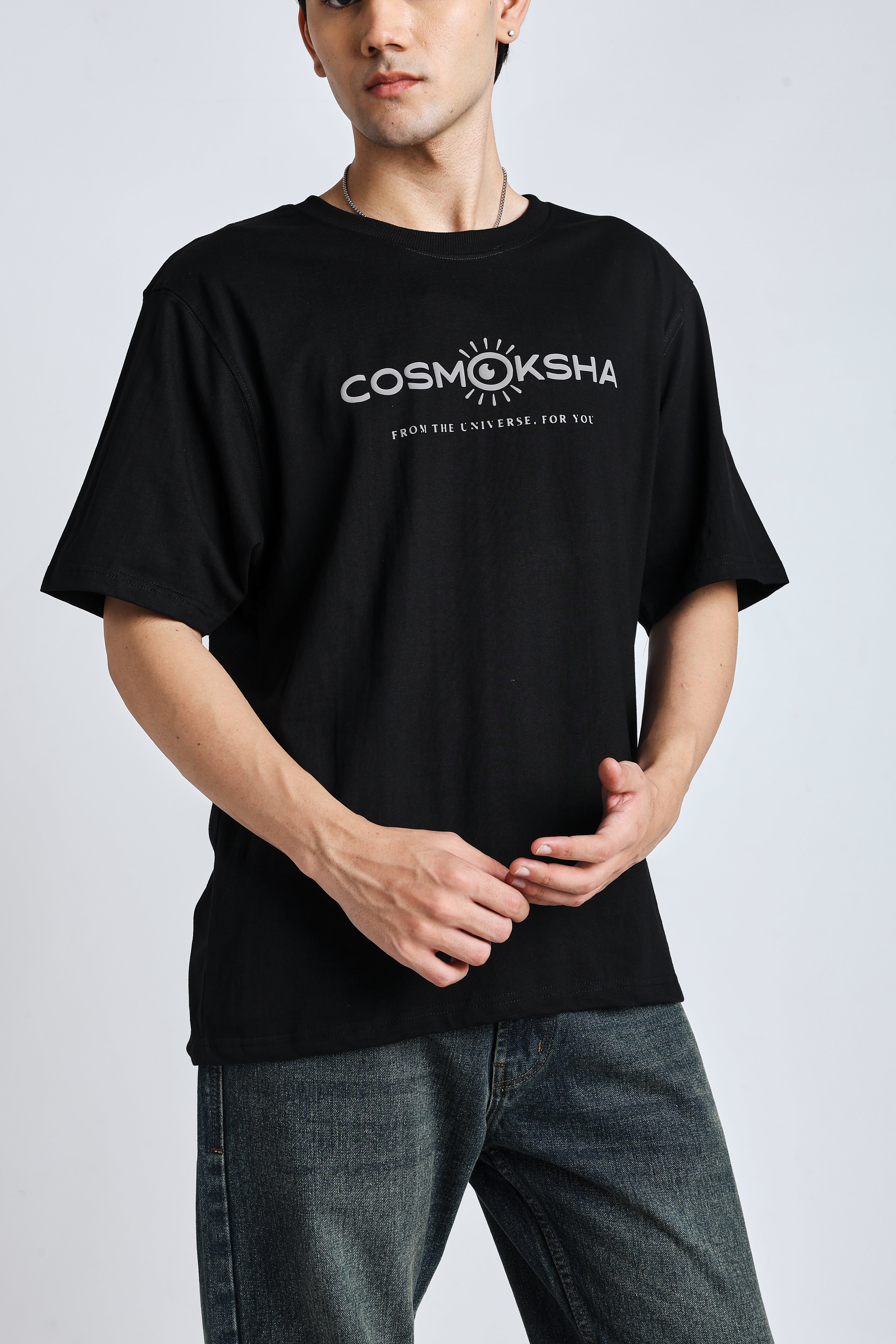 Men Black Alignment over-sized Tee