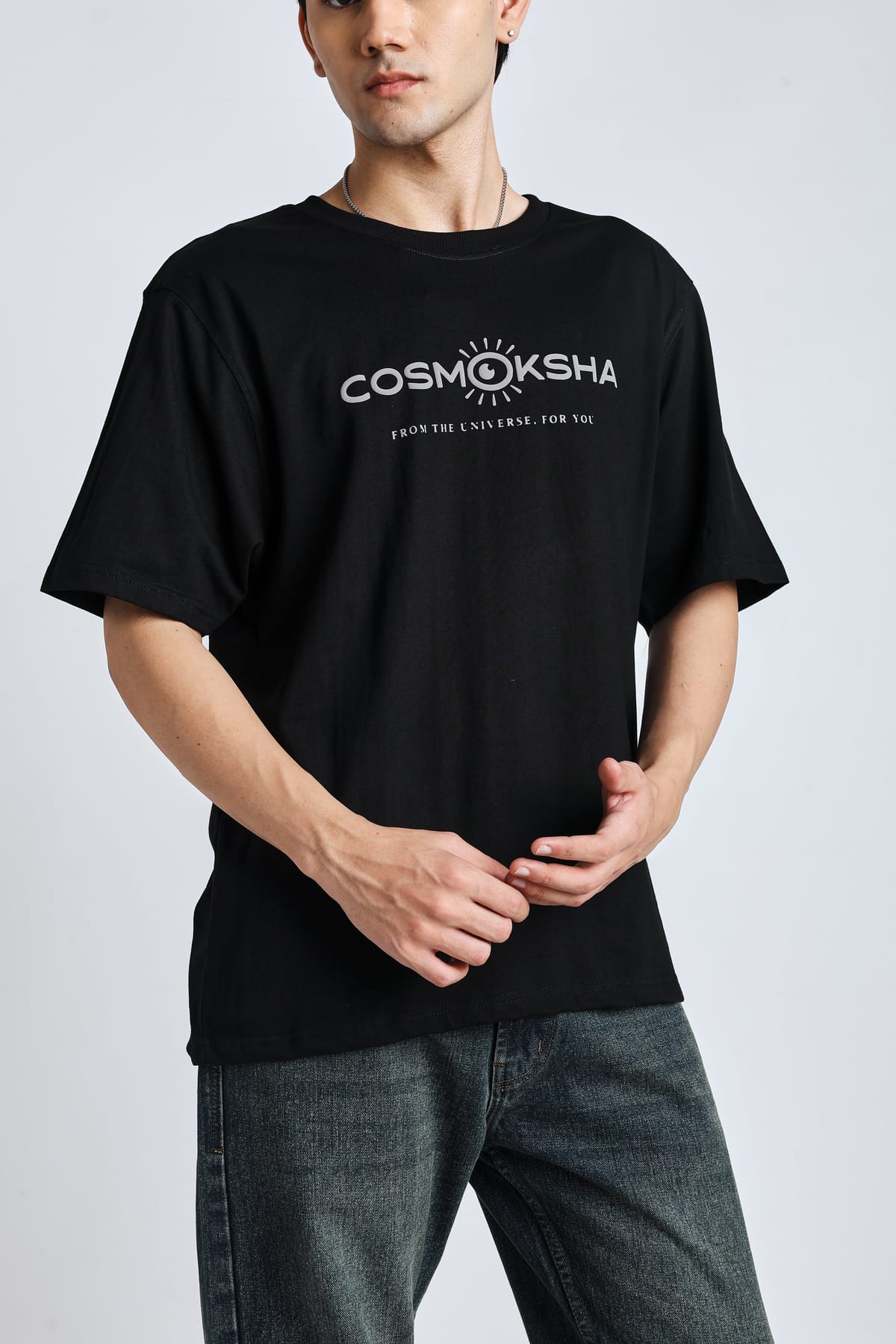 Men Black Alignment over-sized Tee