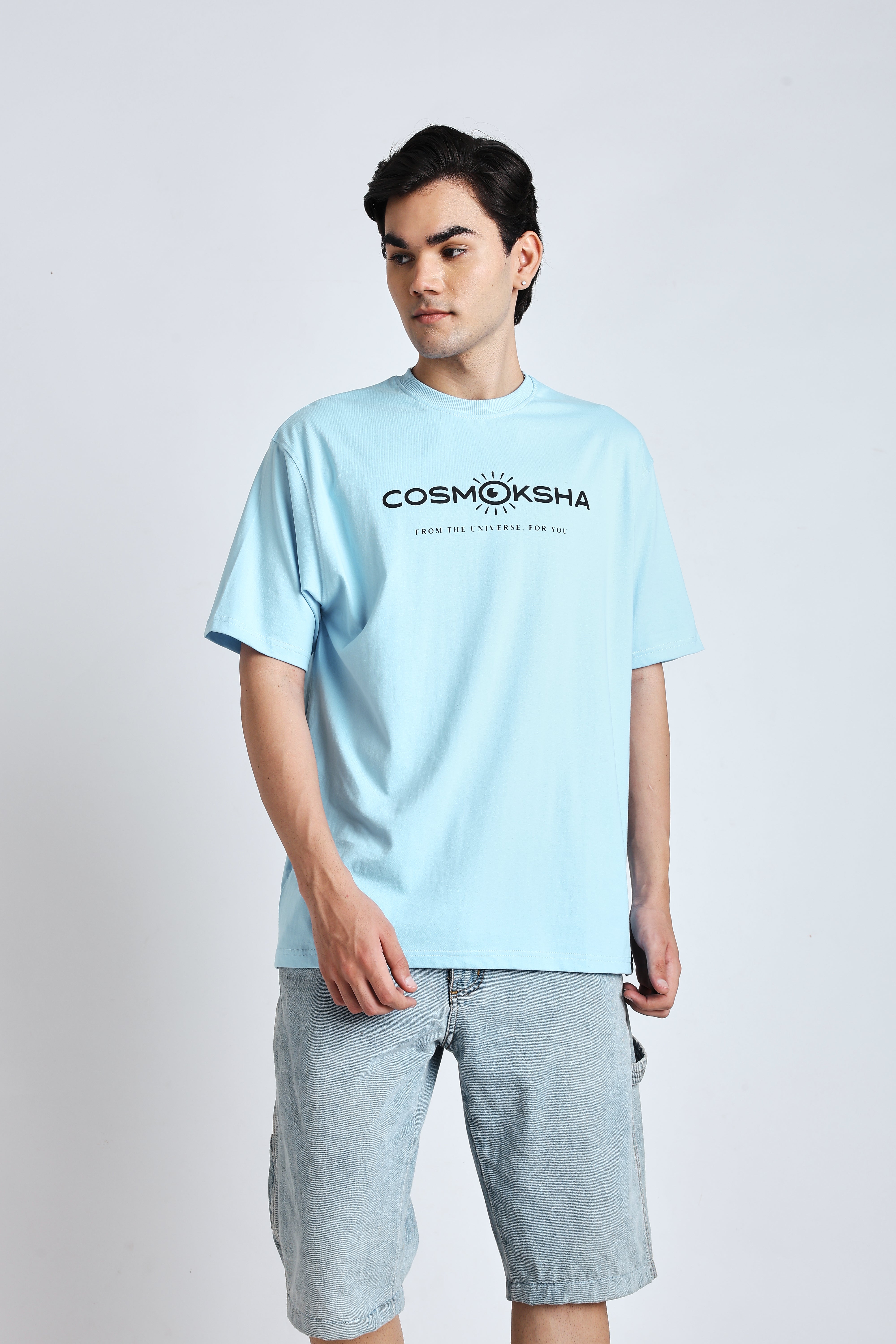Men Baby blue over-sized tee