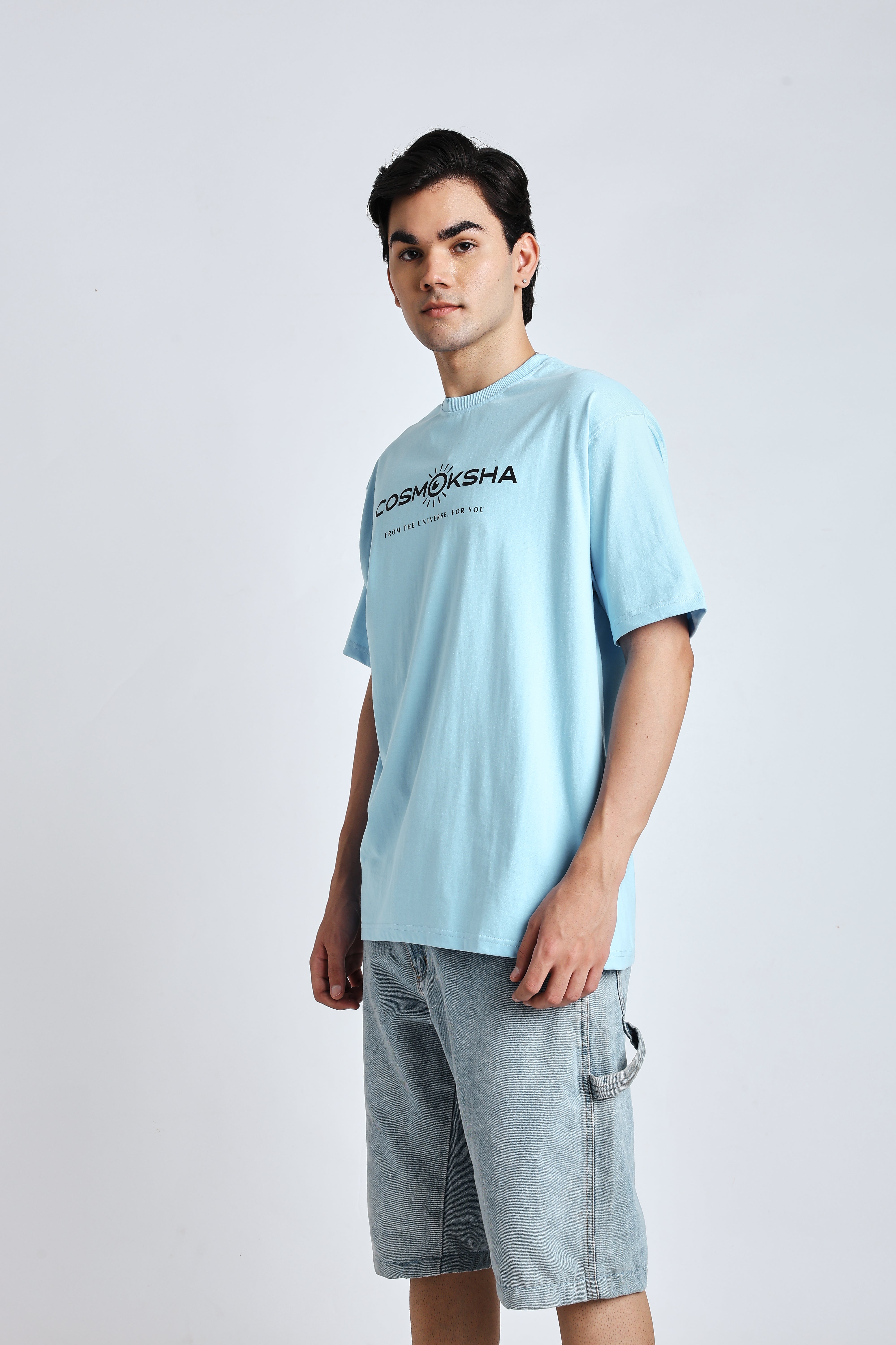 Men Baby blue over-sized tee