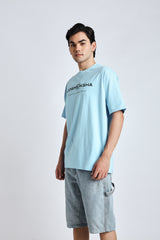 Men Baby blue over-sized tee
