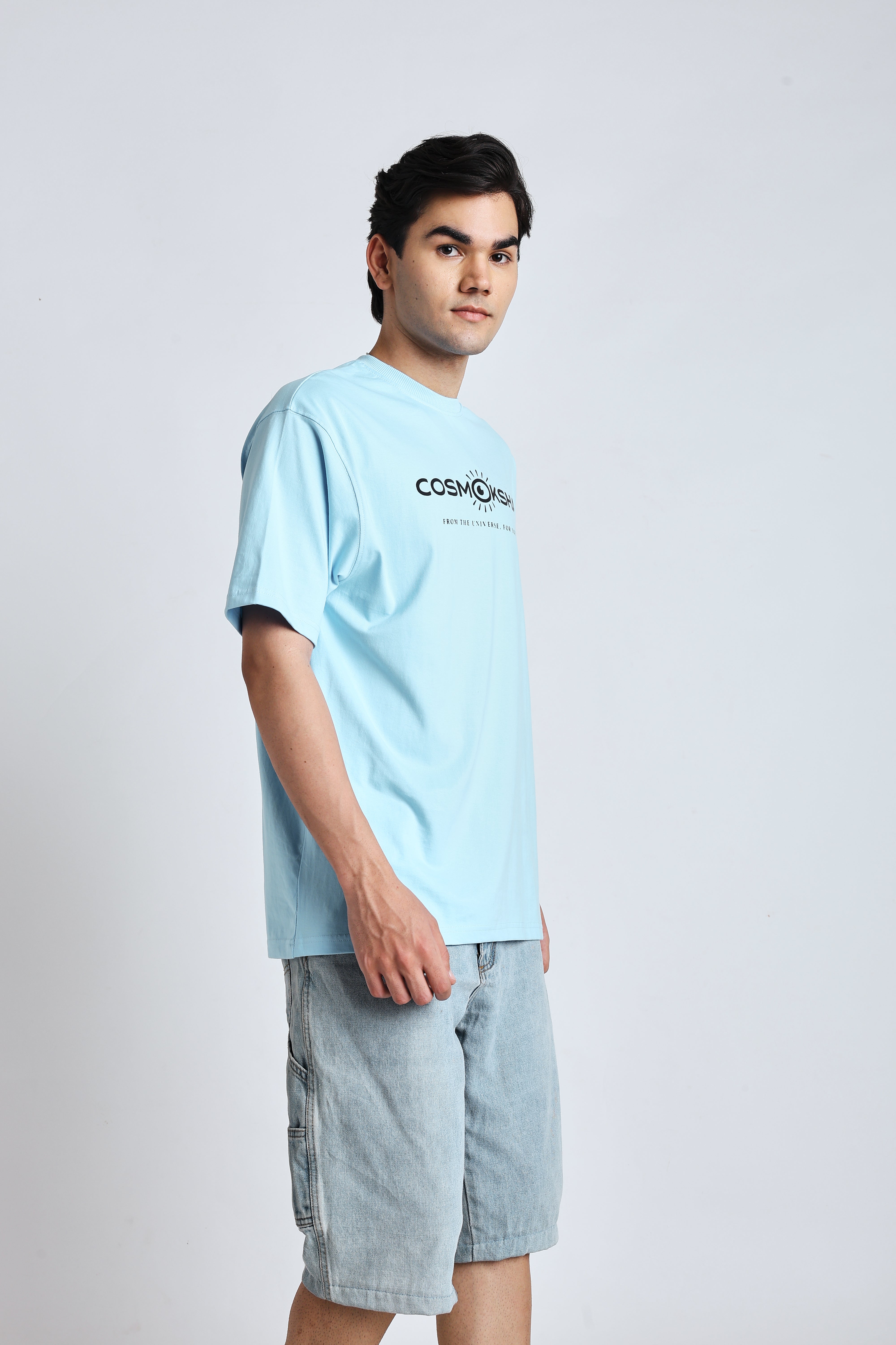 Men Baby blue over-sized tee