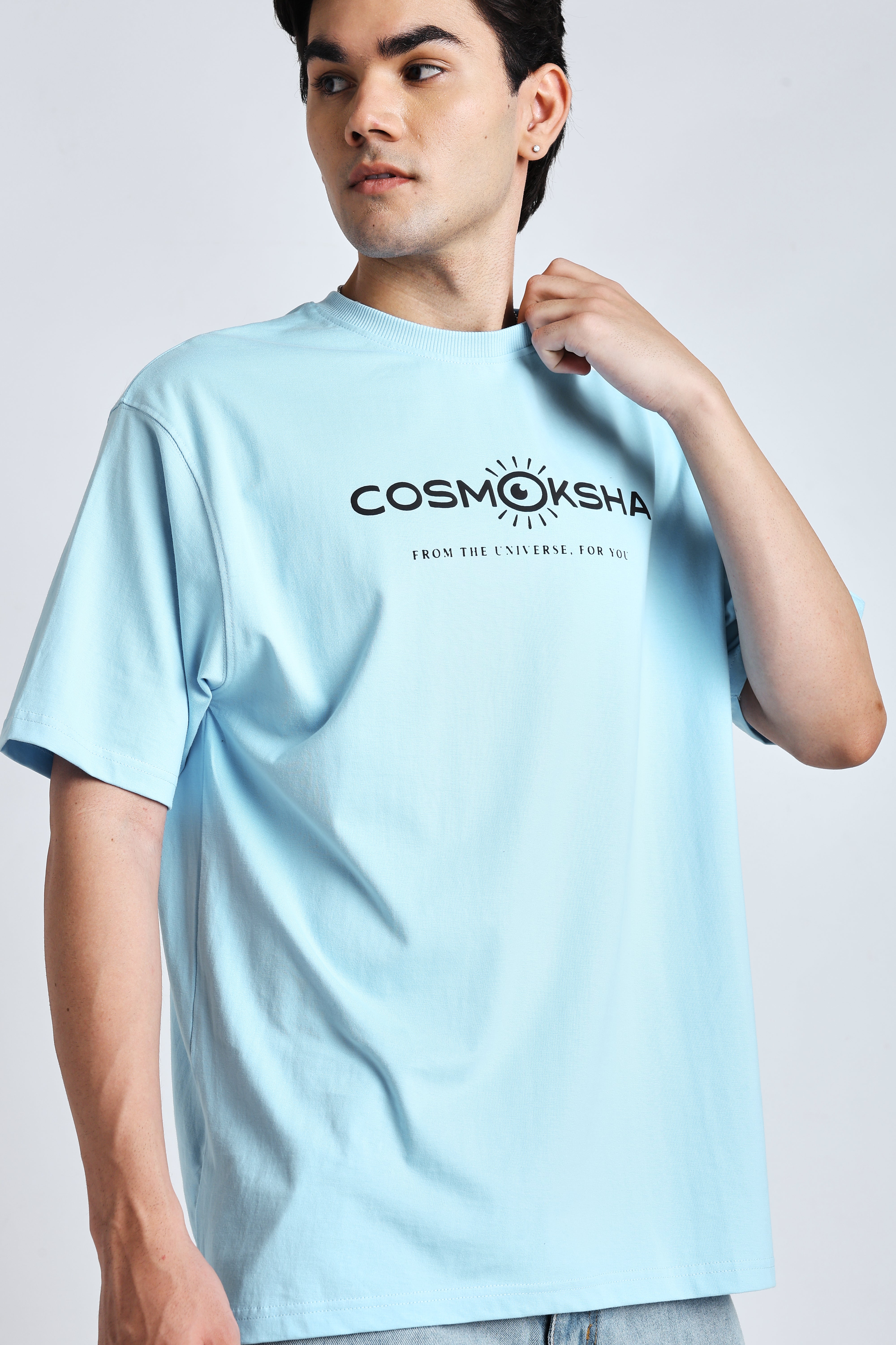 Men Baby blue over-sized tee