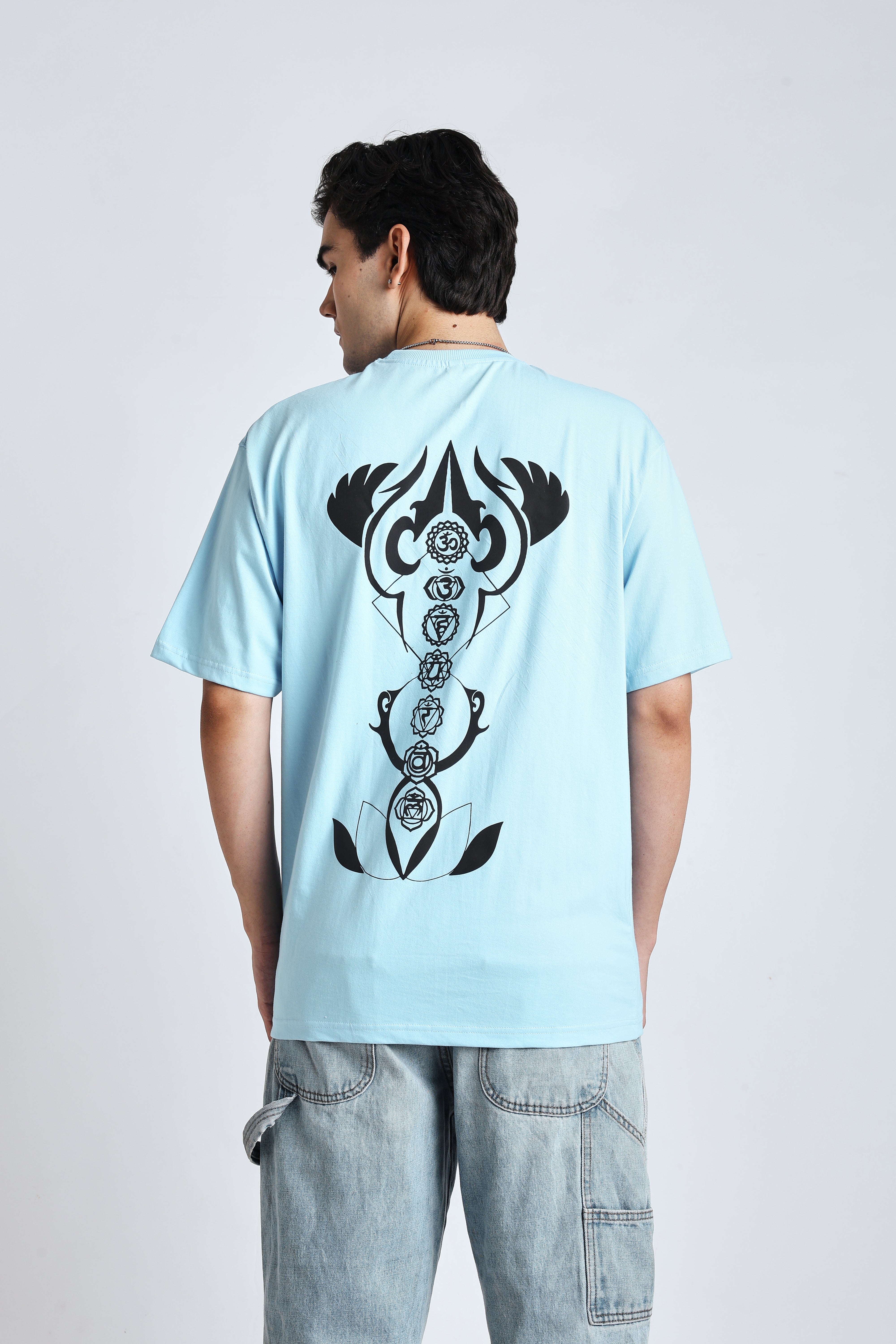 Men Baby blue over-sized tee