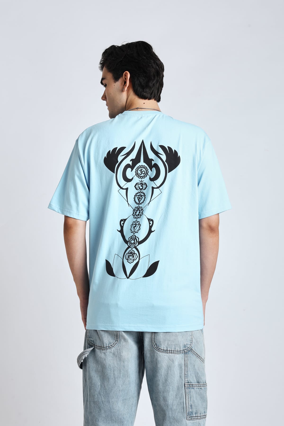 Men Baby blue over-sized tee