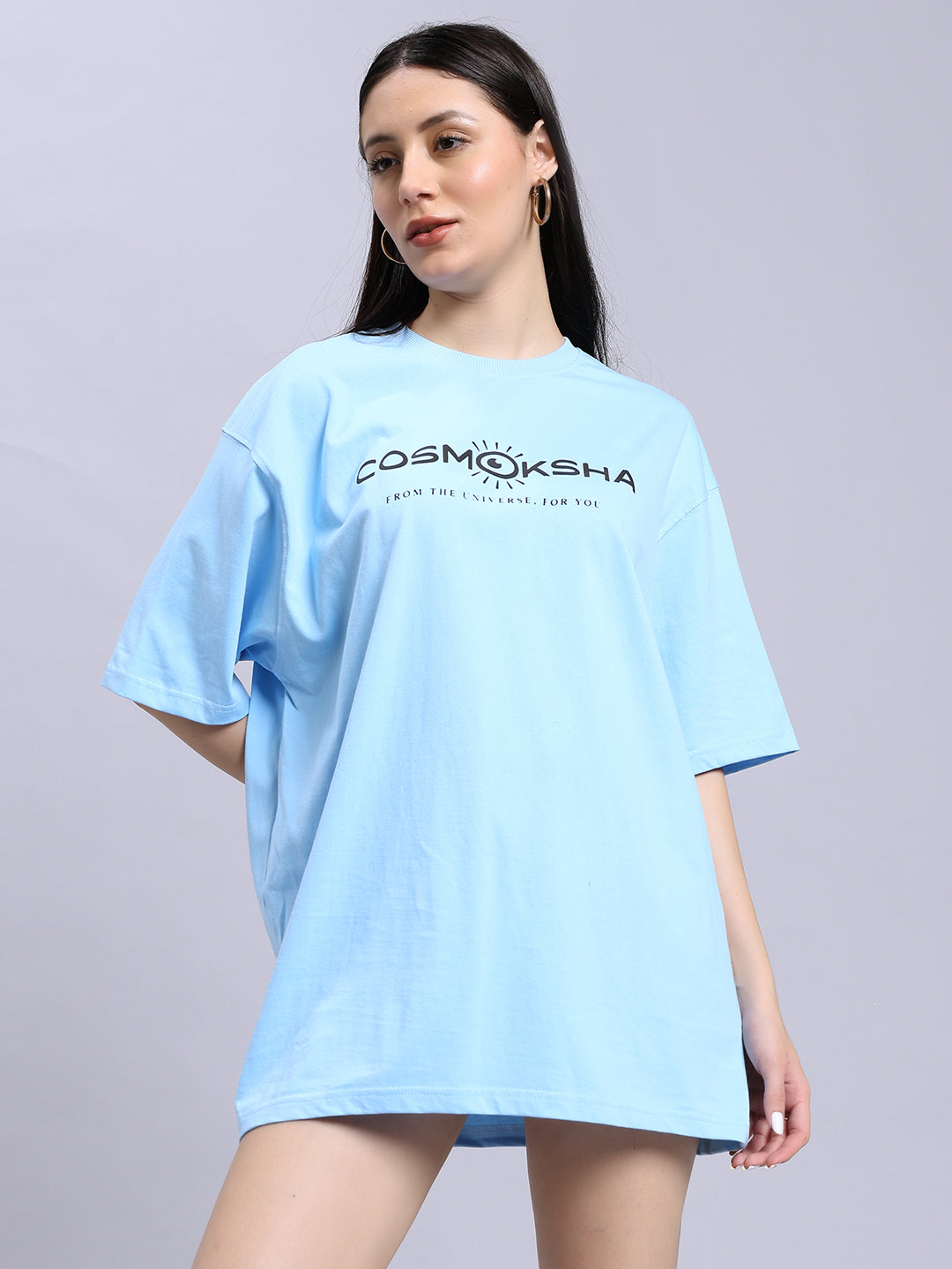 Women Baby blue over-sized tee