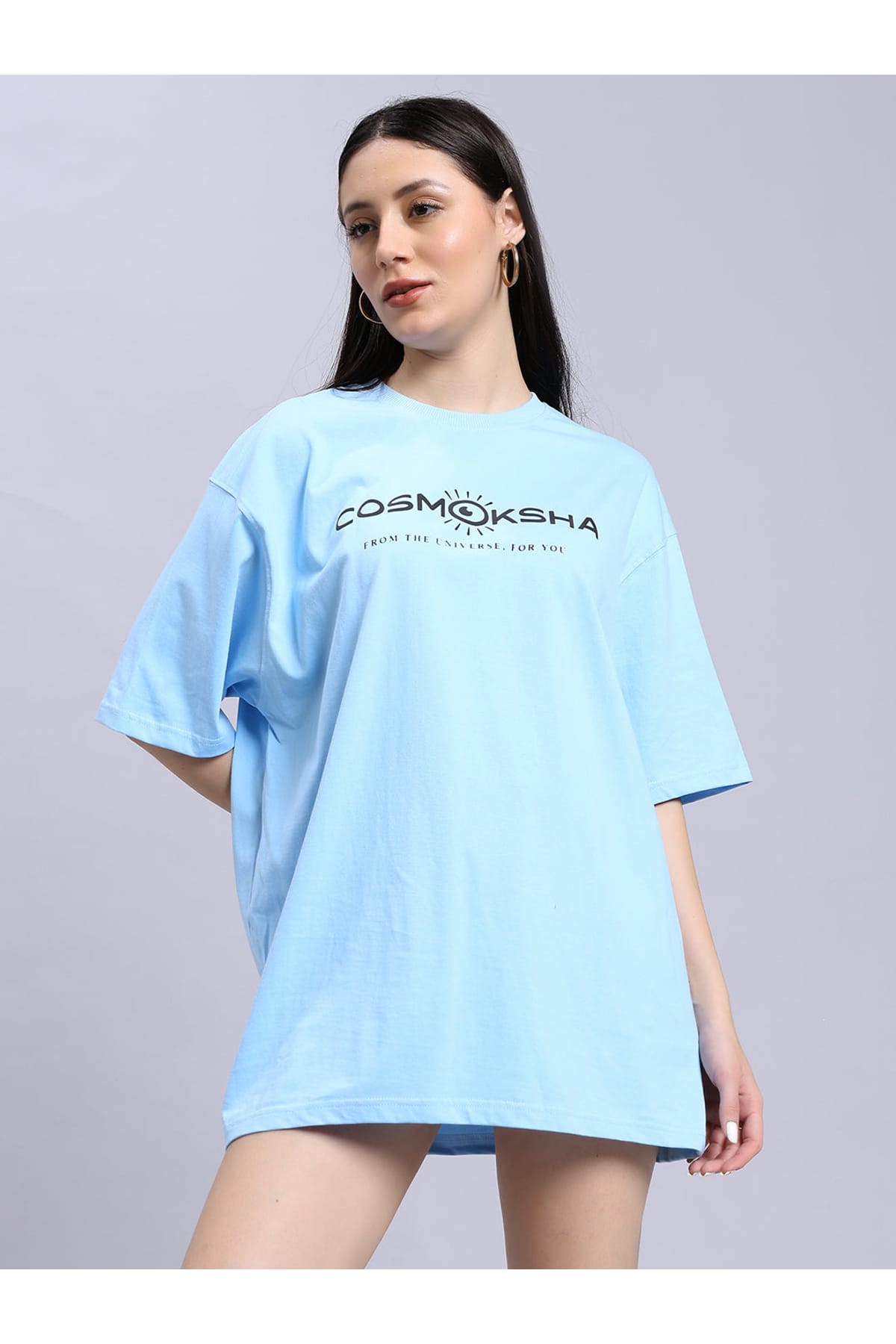 Women Baby blue over-sized tee