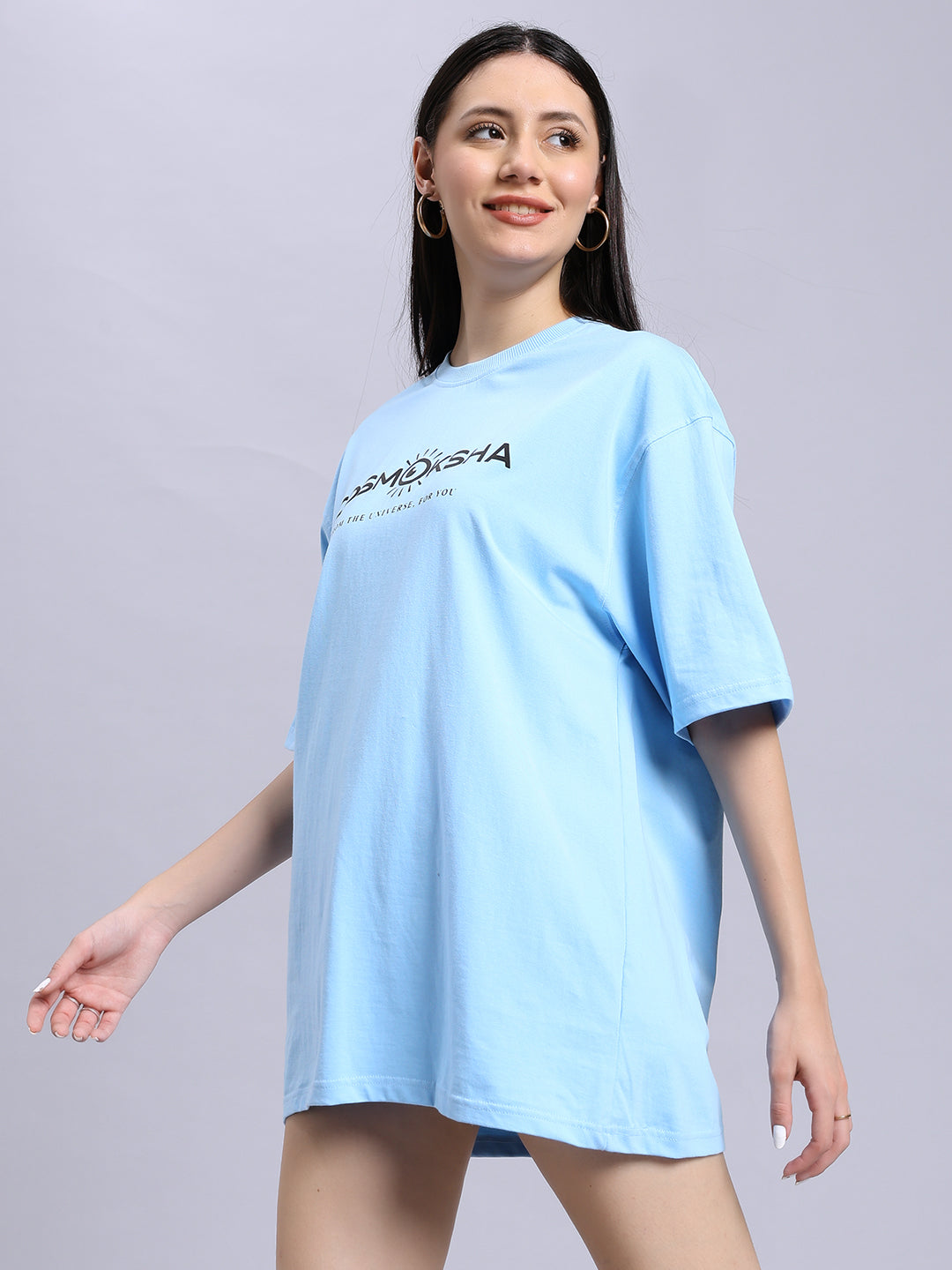 Women Baby blue over-sized tee