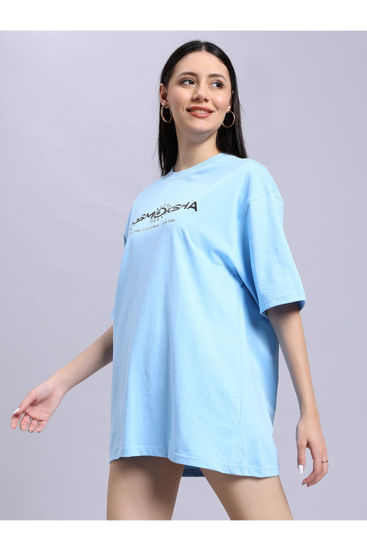 Women Baby blue over-sized tee