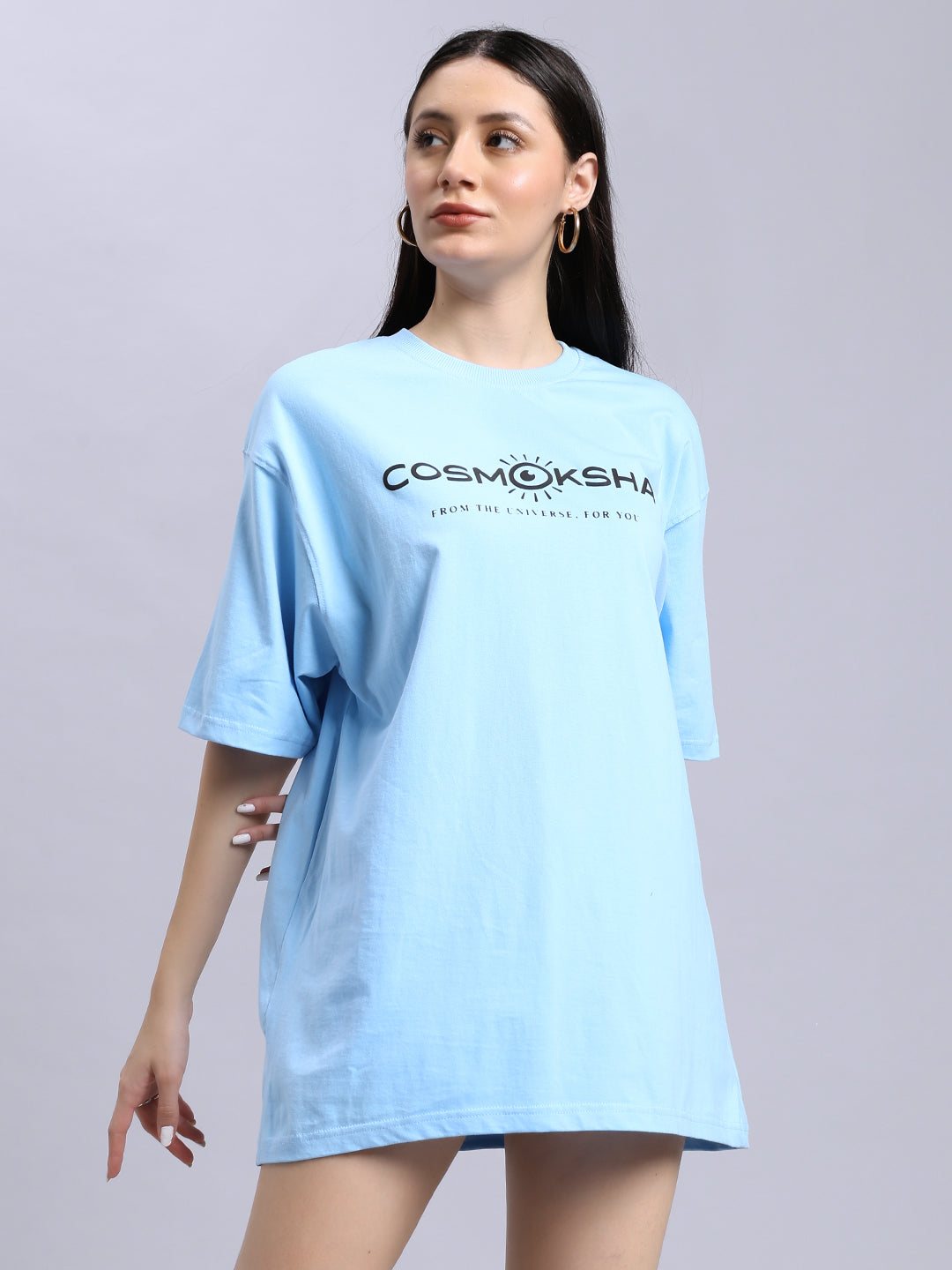 Women Baby blue over-sized tee