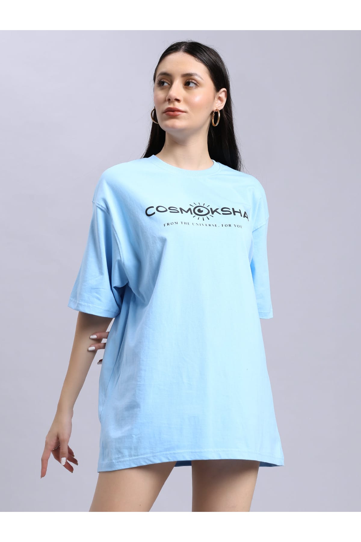 Women Baby blue over-sized tee