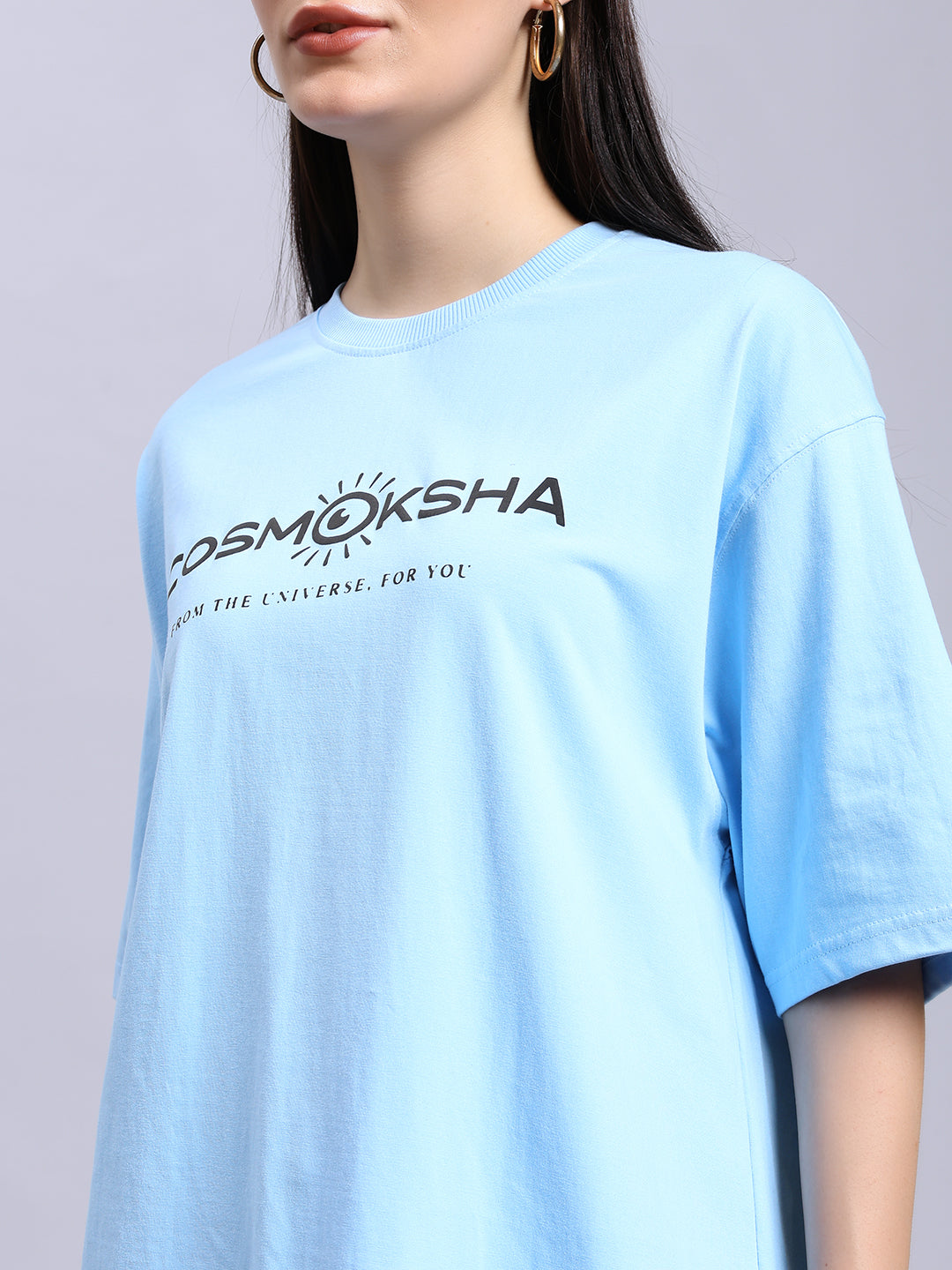 Women Baby blue over-sized tee