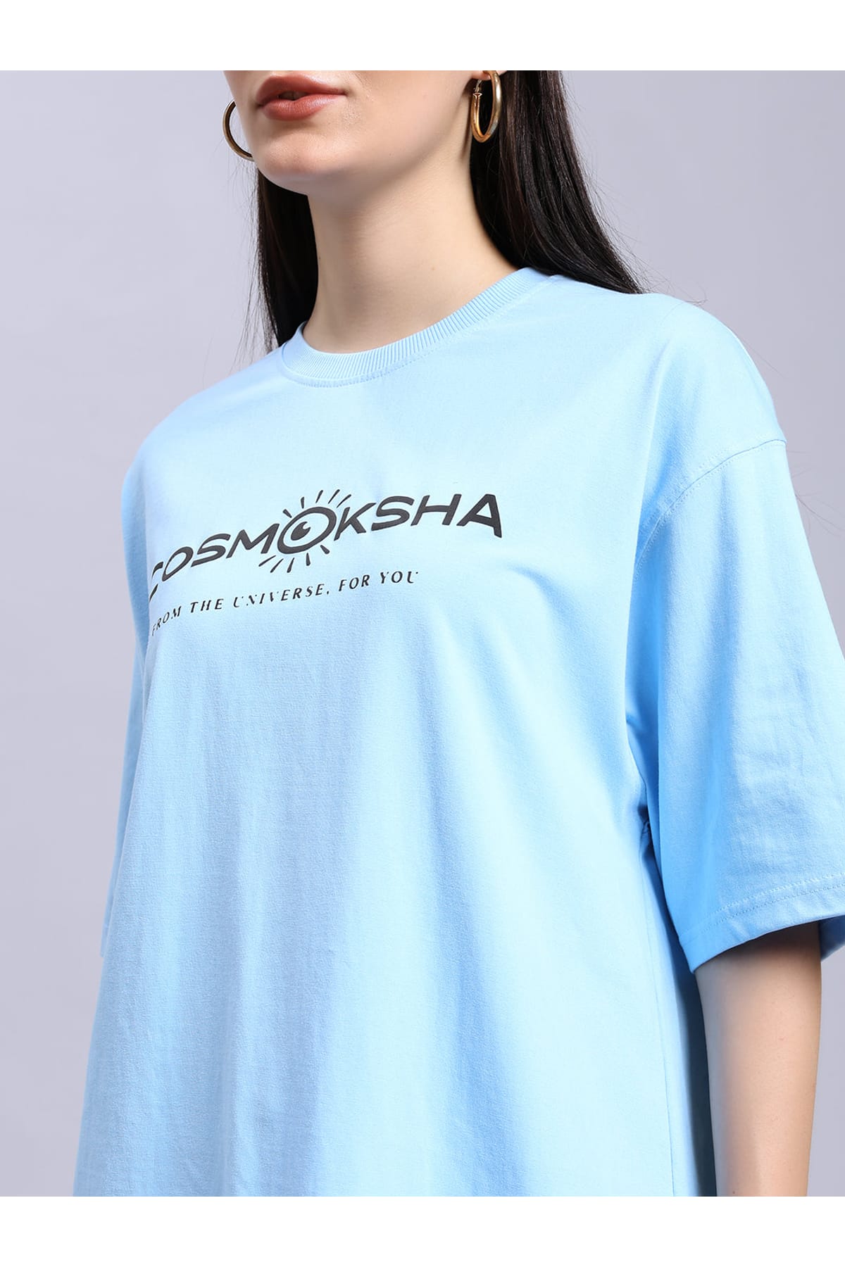 Women Baby blue over-sized tee