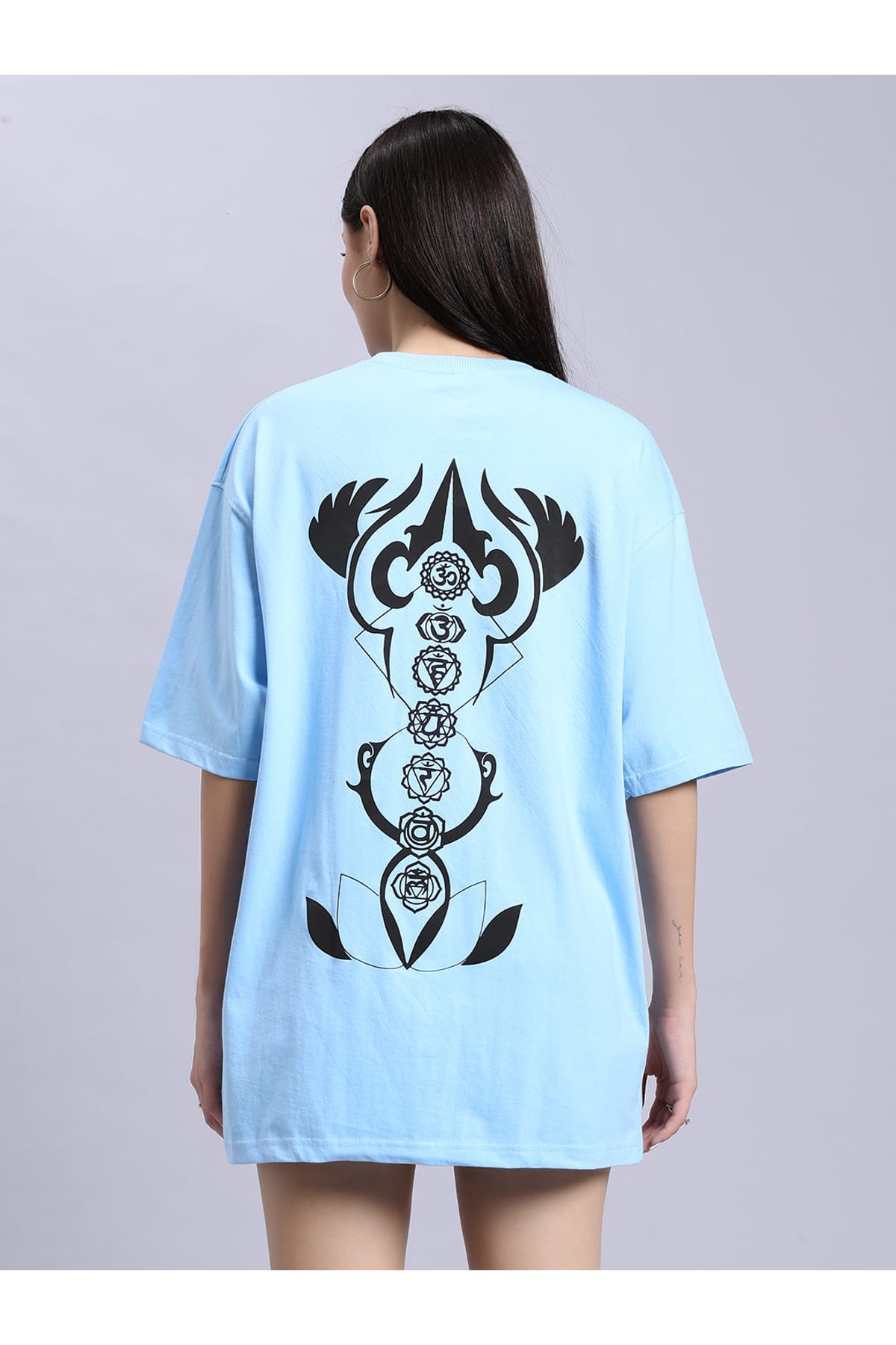 Women Baby blue over-sized tee