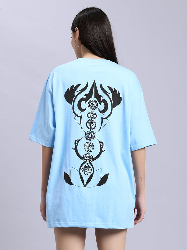 Women Baby blue over-sized tee