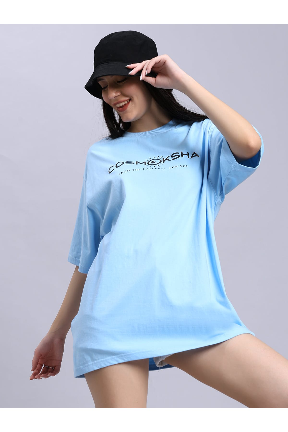 Women Baby blue over-sized tee