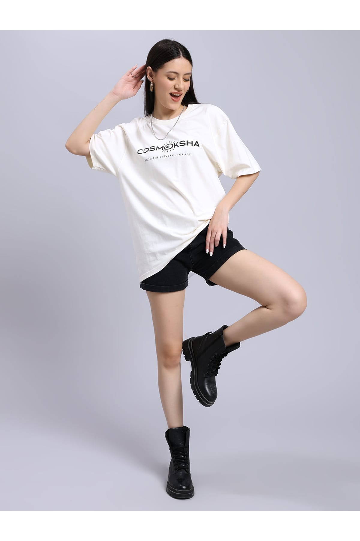 Women's off-white over-sized tee