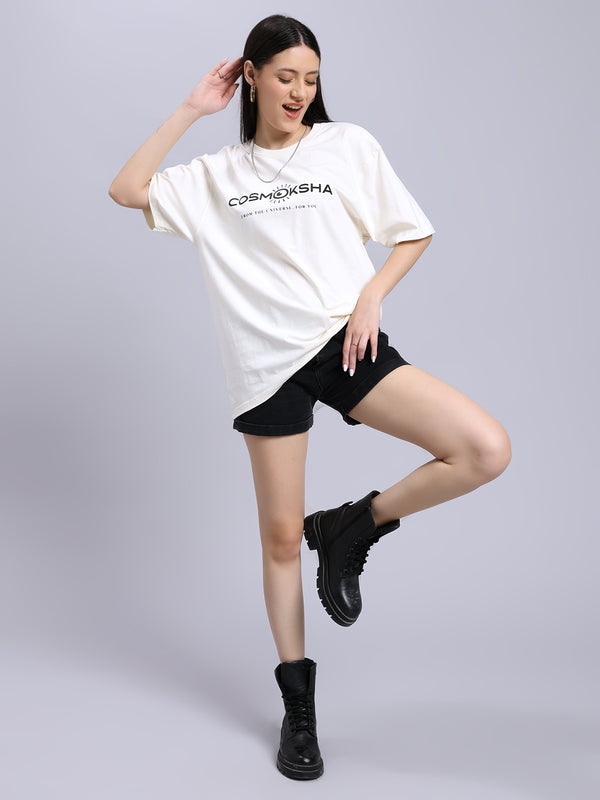 Women's off-white over-sized tee alt view