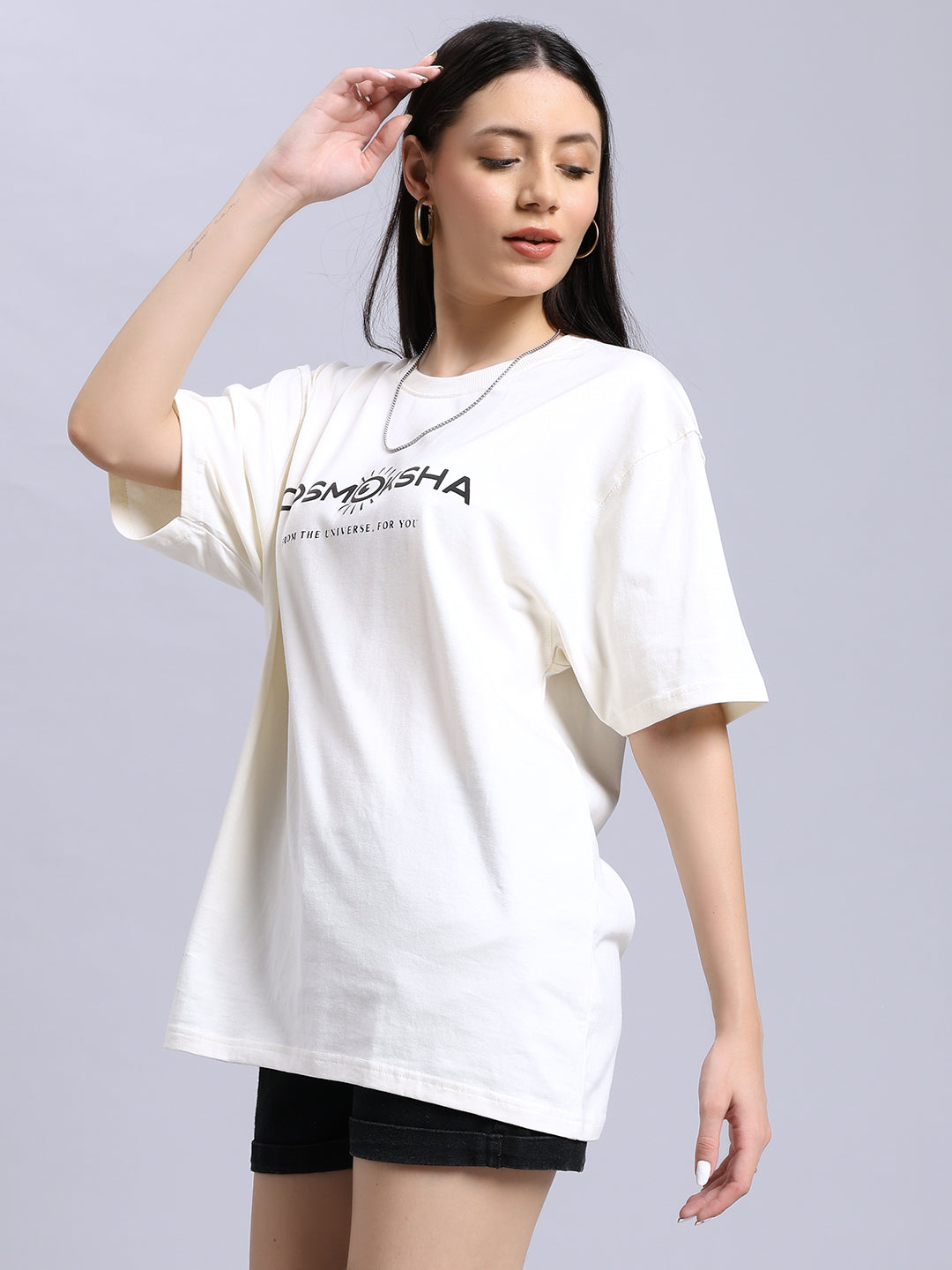 Women's off-white over-sized tee