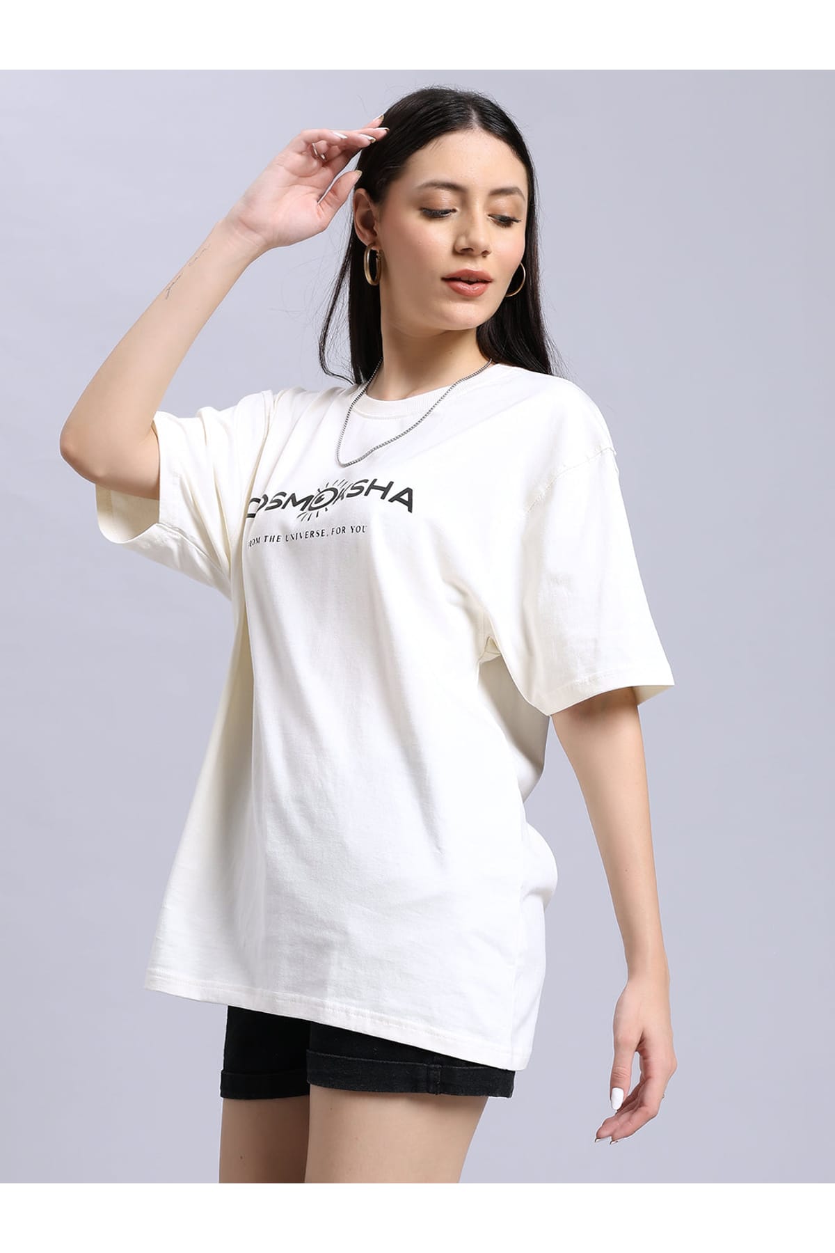 Women's off-white over-sized tee