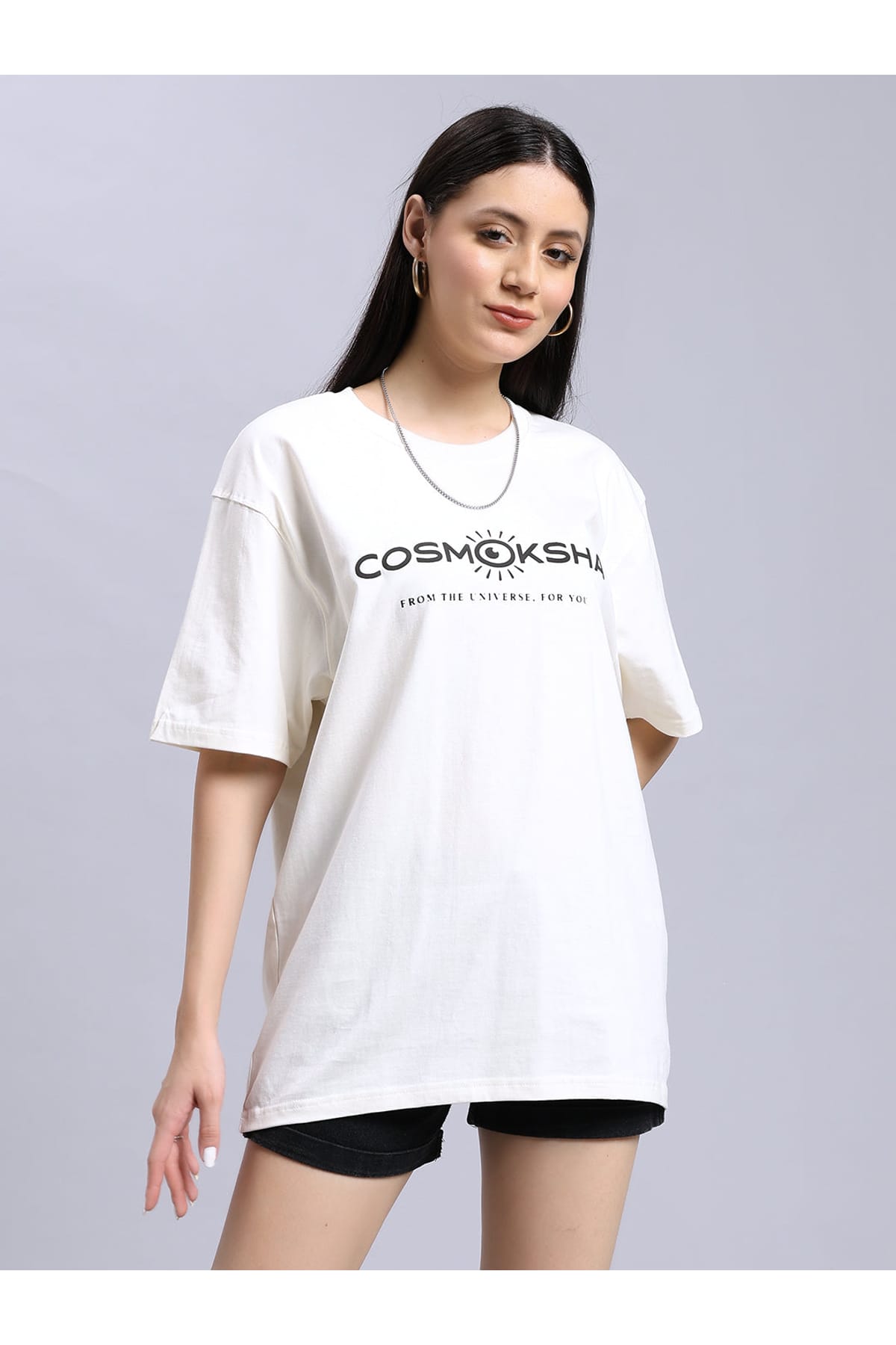 Women's off-white over-sized tee