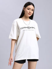 Women's off-white over-sized tee