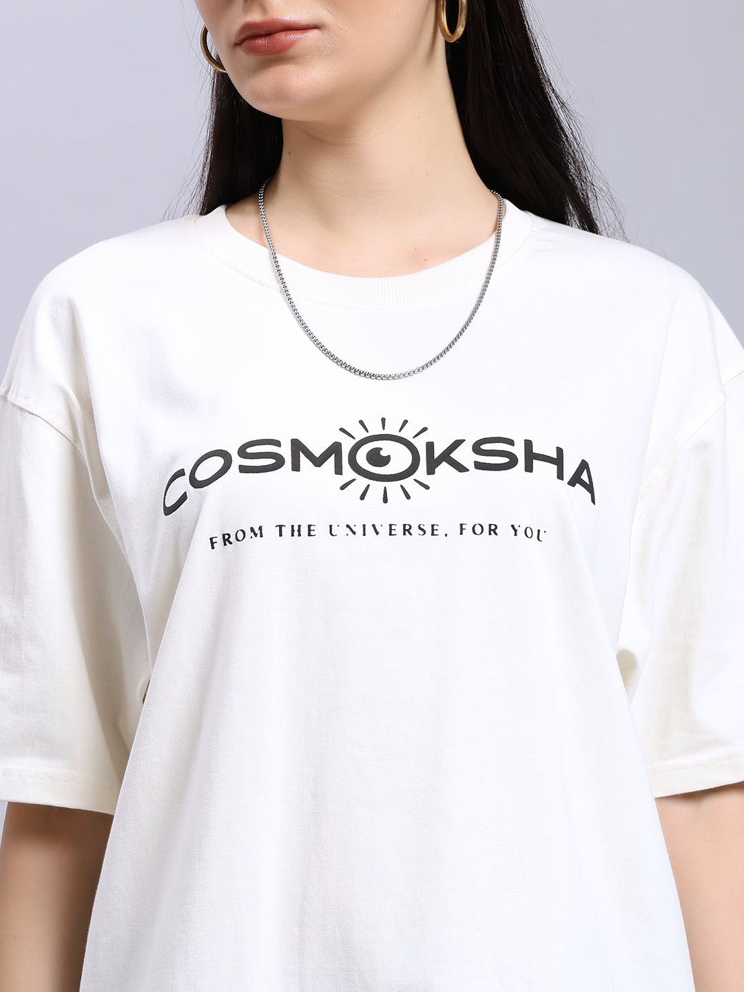Women's off-white over-sized tee