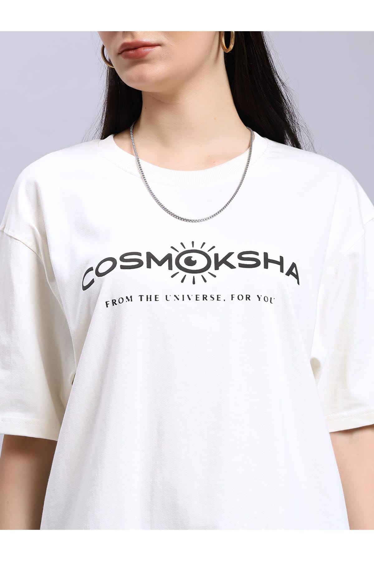 Women's off-white over-sized tee