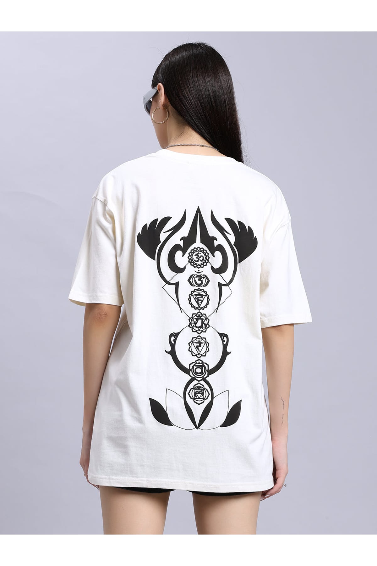 Women's off-white over-sized tee