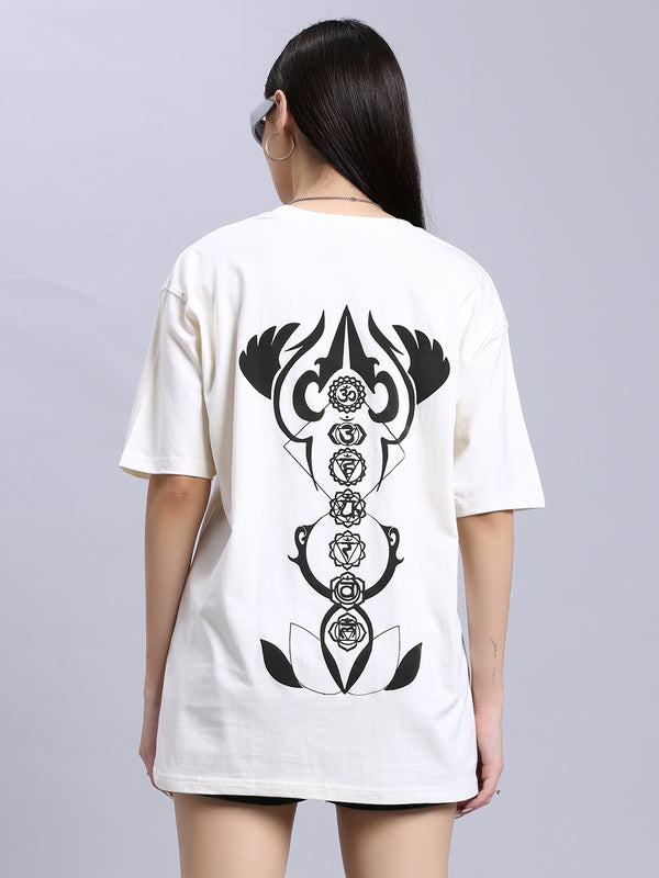 Women's off-white over-sized tee