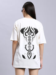 Women's off-white over-sized tee